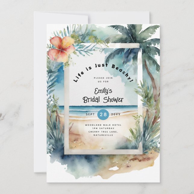 Invitation Plage Océan BABYSHOWER ANNIVERSAIRE MARIAGE (Devant)