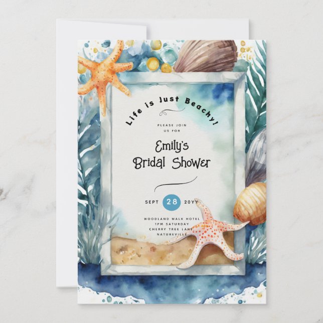 Invitation Plage Océan côtier BABYSHOWER ANNIVERSAIRE MARIAGE (Devant)