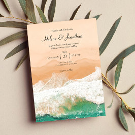 Invitation Plage Océan Tropical Beachside Destination Mariage