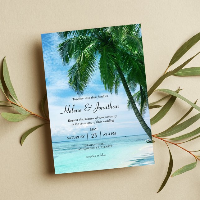 Invitation Plage Océan tropical Palm Tree Destination Mariage (Créateur téléchargé)
