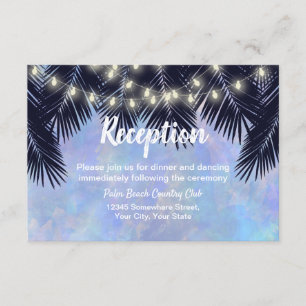 Invitation Plage Palm Tree String Lights Watercolor Réception
