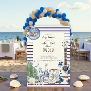 Invitation plage premier rodéo baby shower côtier