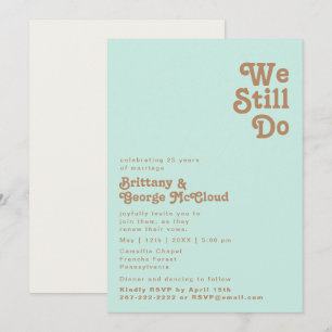 Invitation Plage Retro Aqua Nous Continuons À Vow Renouvele