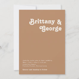 Invitation Plage Rétro | Monogramme Photo Marron Décontracté