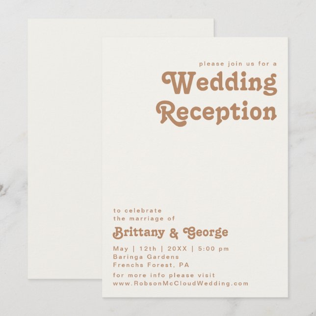 Invitation Plage Retro | Réception de mariage en ivoire (Devant / Derrière)