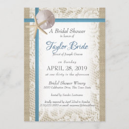 Invitation Plage romantique et Fête des mariées bleu dentelle