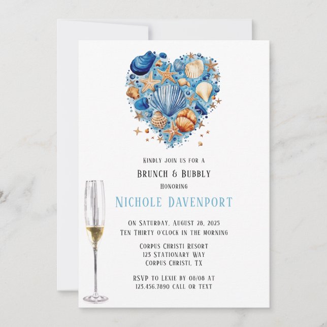 Invitation Plage Scène Starfish Brunch & Bubbly (Devant)
