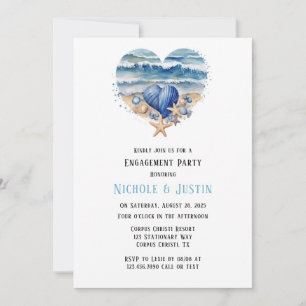 Invitation Plage Scène Starfish Engagement Party