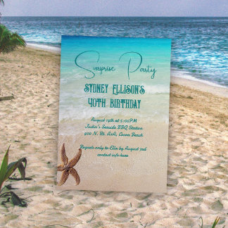 Invitation Plage Scène Surprise Parti Personnalisé Âge