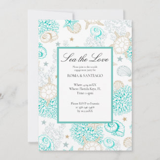Invitation Plage Sea The Love Engagement Party Flat