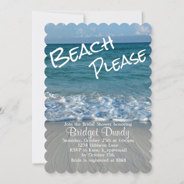 Invitation Plage S'Il Vous Plaît Plage Thème Bridal Douche In (Devant)