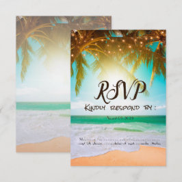 Invitation Plage,Soleil,Palme,Lumières de Chaîne RSVP  