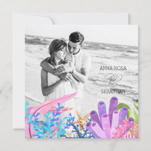Invitation *~* Plage sous mer AR7 QR RSVP MARIAGE PHOTO