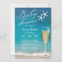 Plage Starfish & Champagne Baby shower en verre