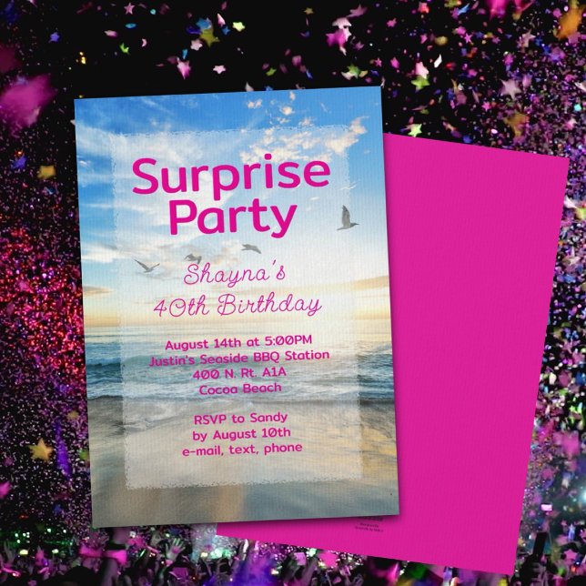 Invitation Plage Sunrise Surprise Anniversaire Fête Invitatio (Créateur téléchargé)