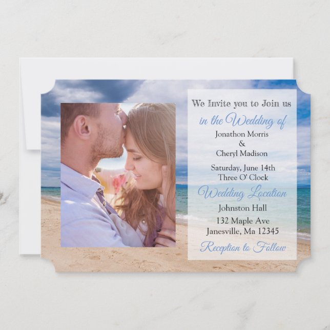 Invitation Plage Tropical Thème Mariage photo Invite (Devant)