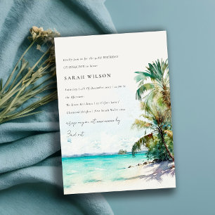 Invitation Plage tropicale aquarelle Palm Tree Anniversaire