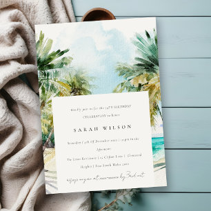 Invitation Plage tropicale aquarelle Palm Tree Anniversaire