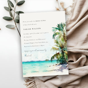 Invitation Plage tropicale aquarelle Palm Tree Fête des marié