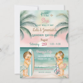 Invitation Plage tropicale Bébé Sexe Révéler Sage de broussai