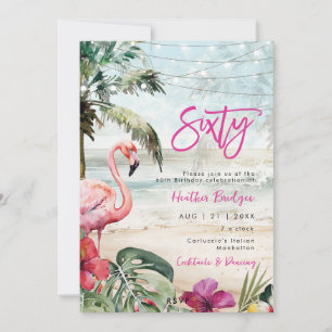 Invitation plage tropicale flamingo 60e anniversaire