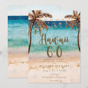 Invitation plage tropicale hawaii 6 0 60e anniversaire