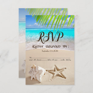 Invitation Plage tropicale, Seastar, Seashell RSVP