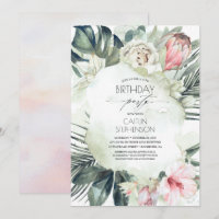 Plage tropicale Verdure et fleurs Anniversaire