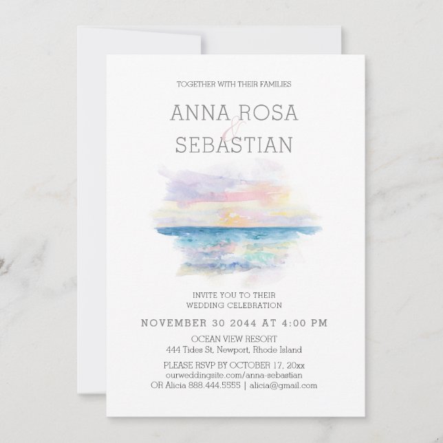 Invitation *~* Plage Troptique Exotique AR7 MARIAGE RSVP + In (Devant)