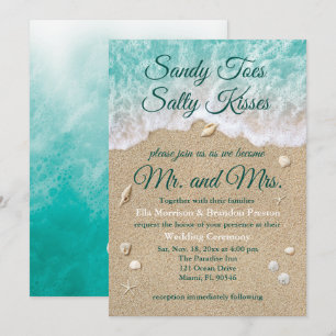 Invitation Plage Vagues Sandy Toes Salty Baisers Mariage Invi