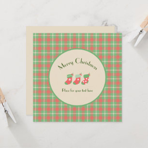 Invitation Plaid à base verte de Noël