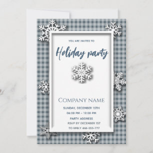 Invitation Plaid bleu fêtes de fête de fêtes de neige