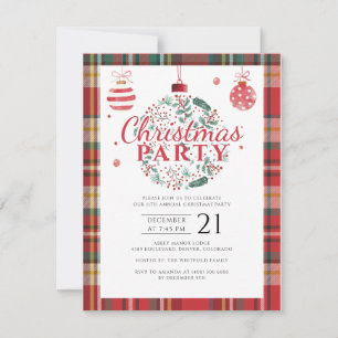 Invitation Plaid Christmas Holiday Office Party Russe
