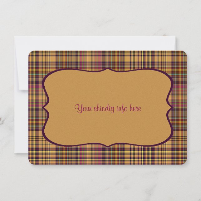 Invitation Plaid Exotique Violet, Rose et Orange (Devant)
