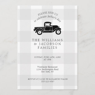 Invitation Plaid gris de Buffalo de camion vintage de fête