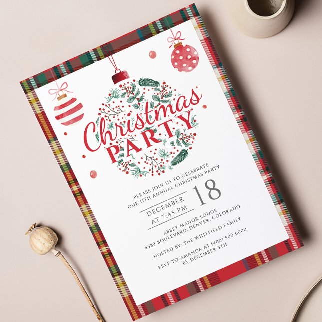 Invitation Plaid Modern Office Christmas Party (Modern Plaid Christmas Party Invitation)