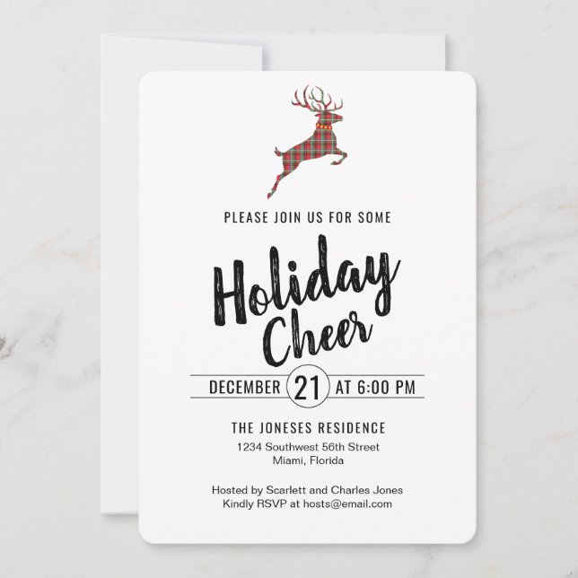 Invitation Plaid Reindeer Holiday Cheval (Devant)