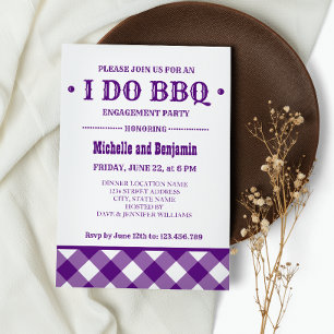 Invitation Plaid violet   Rustique I DO BBQ Engagement Party
