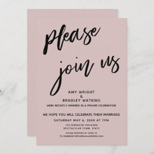 Invitation Plain S'Il Vous Plaît Rejoignez-Nous Mariage Récep