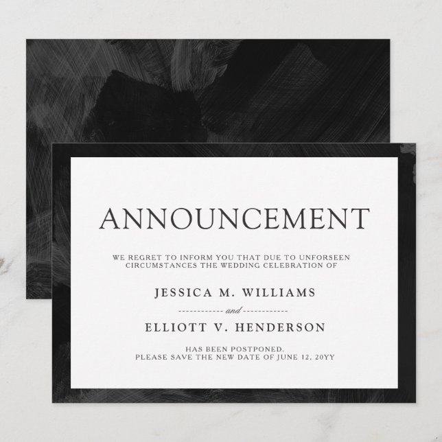 Invitation Plaine de message d'ajournement de mariage (Devant / Derrière)