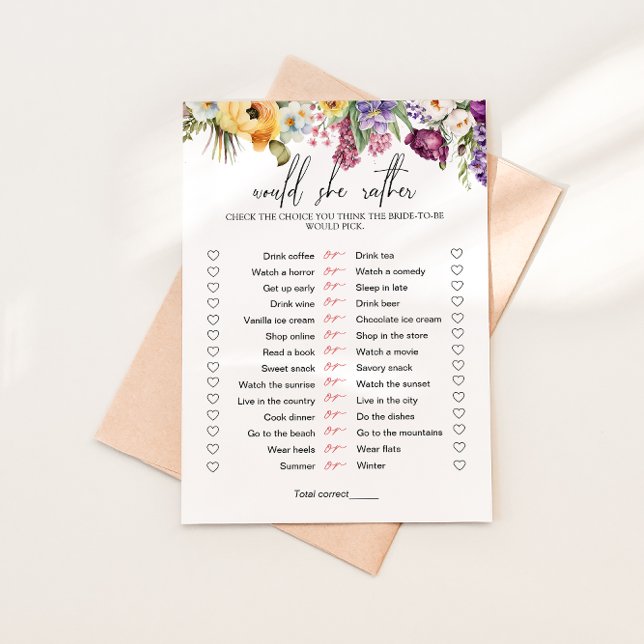 Invitation Plairait-Elle Plutôt Floral Fête des mariées Jeu (Créateur téléchargé)