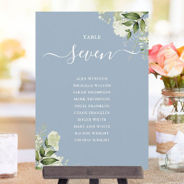 Invitation Plan d'assise Dusty Blue Greenery Numéro de tablea