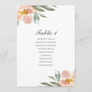 Invitation Plan de la table de Mariage de fleurs d'aquarelle
