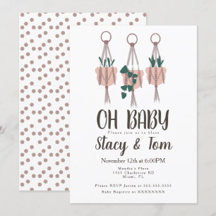Invitation Plan de suspension de plante en macramé pour bébé 
