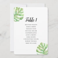 Plan de table aux feuilles tropicales. Plan de mar