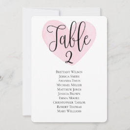 Invitation Plan de table coeur rose pour mariage moderne