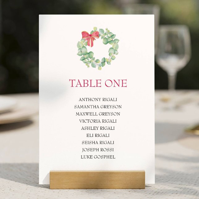 Invitation Plan de table de l'aquarelle de Noël (Christmas seating chart cards watercolor wreath art by Victoria Grigaliunas VG Invites)