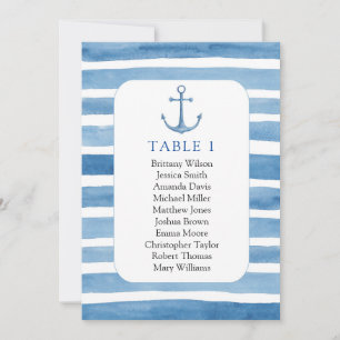 Invitation Plan de table de mariage à la plage. Ancre bleu ma