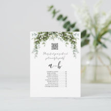 Plan de table de mariage alphabétique avec verdure
