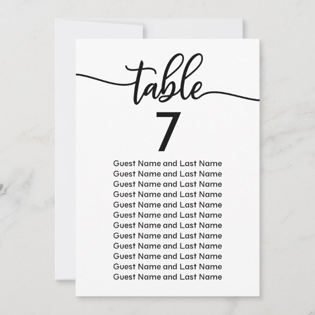 Invitation Plan de table de mariage calligraphie élégante mod (Devant)